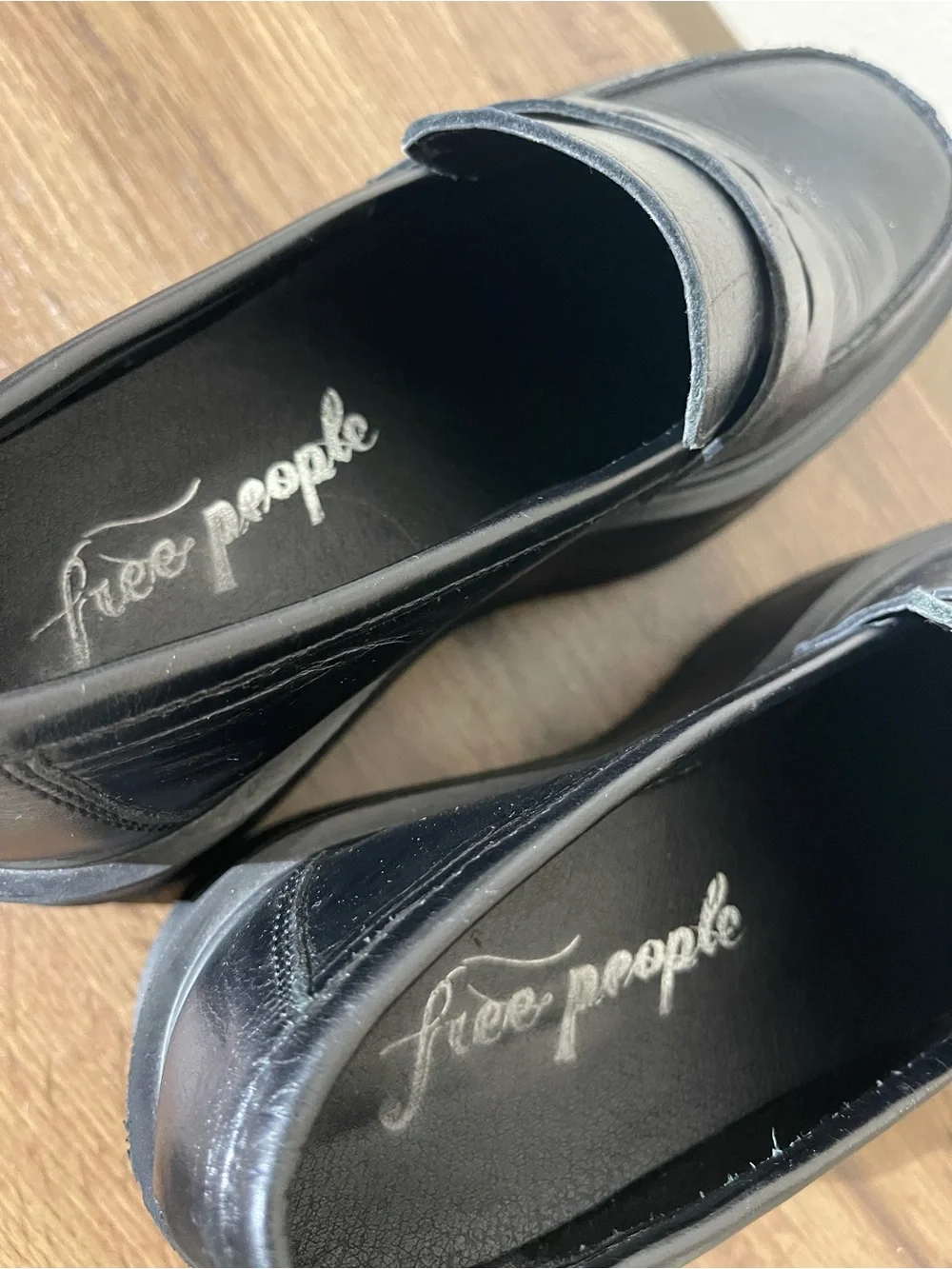 Free People Black Platform Penny Loafers